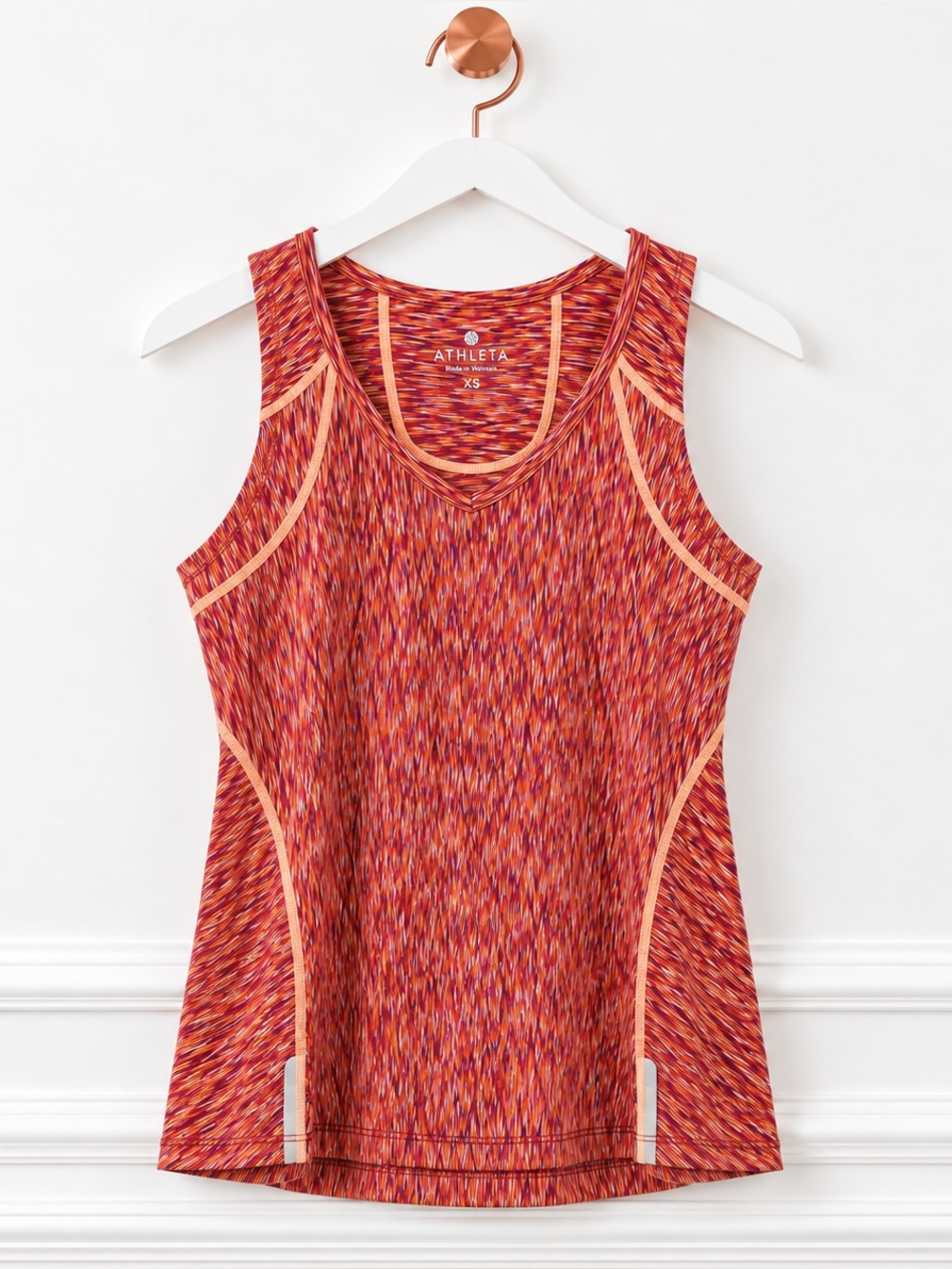 NWT Athleta $46 XS Pop Space Dye Run Reflective Zip Pocket Activewear Tank Top